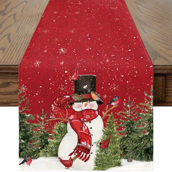 Snowman Christmas Table Runner 13x72" - Party Christmas Decoration - Picture 1 of 3